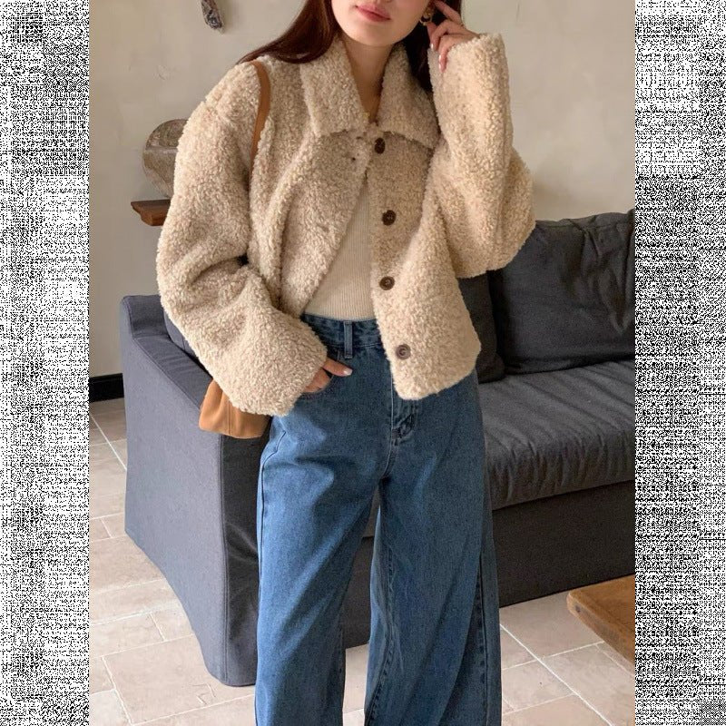 Fleece Coat for Women Plus Size Loose Fit,Short Length Double - Sided Fleece, Warm and Thickened, Casual Outerwear - 𝐝𝐮𝐯𝐥𝐚𝐬𝐡𝐨𝐩.𝐜𝐨𝐦
