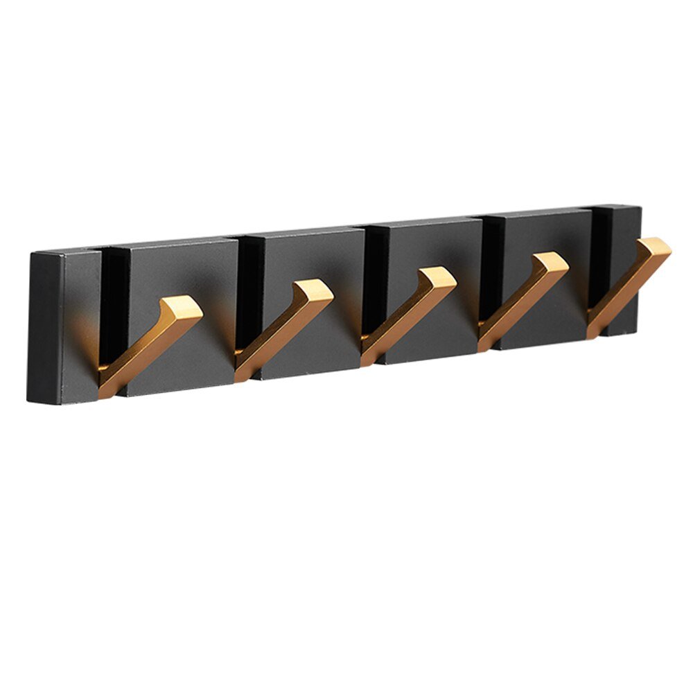 Folding Towel Hanger 2ways Installation Wall Hooks Coat Clothes Holder for Bathroom Kitchen Bedroom Hallway, Black Gold - 𝐝𝐮𝐯𝐥𝐚𝐬𝐡𝐨𝐩.𝐜𝐨𝐦