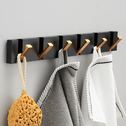 Folding Towel Hanger 2ways Installation Wall Hooks Coat Clothes Holder for Bathroom Kitchen Bedroom Hallway, Black Gold - 𝐝𝐮𝐯𝐥𝐚𝐬𝐡𝐨𝐩.𝐜𝐨𝐦