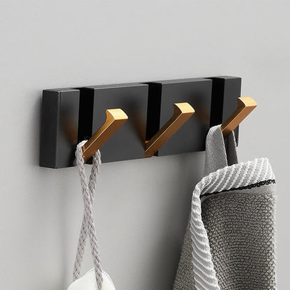 Folding Towel Hanger 2ways Installation Wall Hooks Coat Clothes Holder for Bathroom Kitchen Bedroom Hallway, Black Gold - 𝐝𝐮𝐯𝐥𝐚𝐬𝐡𝐨𝐩.𝐜𝐨𝐦