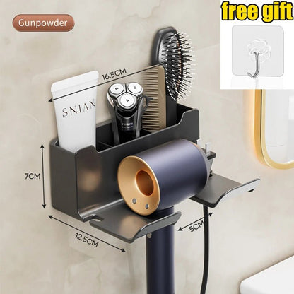 Hair Dryer Holder Wall Mounted Wall Dryer Cradle white black greyHairdryer Blow Dryer Organizer for Bathroom Bathroom Shelves - 𝐃𝐔𝐕𝐋𝐀𝐒𝐇𝐎𝐏