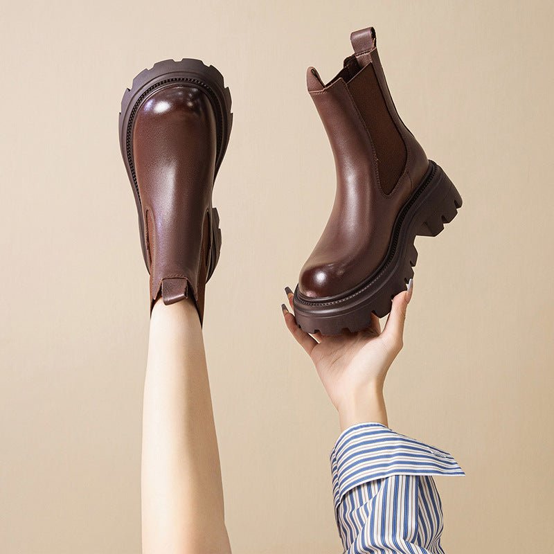 Height increasing short boots with plush chimney single boots - 𝐝𝐮𝐯𝐥𝐚𝐬𝐡𝐨𝐩.𝐜𝐨𝐦