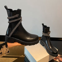 Inner Martin Boots Women's Thick Soled Spring And Autumn Chimney Chelsea Short Boots Black British Style Single Boots - 𝐝𝐮𝐯𝐥𝐚𝐬𝐡𝐨𝐩.𝐜𝐨𝐦