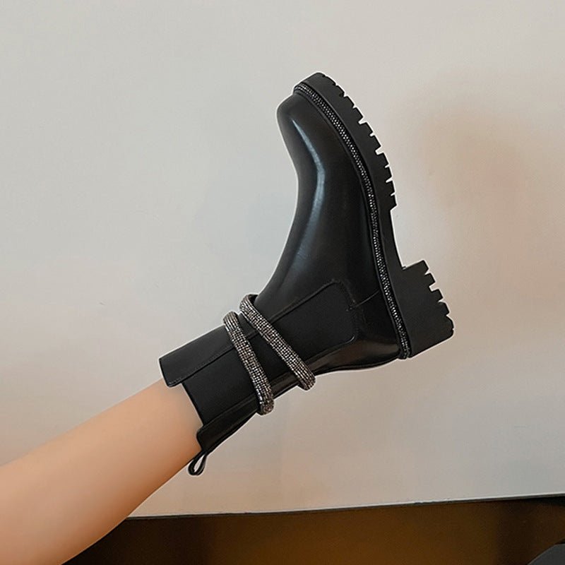 Inner Martin Boots Women's Thick Soled Spring And Autumn Chimney Chelsea Short Boots Black British Style Single Boots - 𝐝𝐮𝐯𝐥𝐚𝐬𝐡𝐨𝐩.𝐜𝐨𝐦