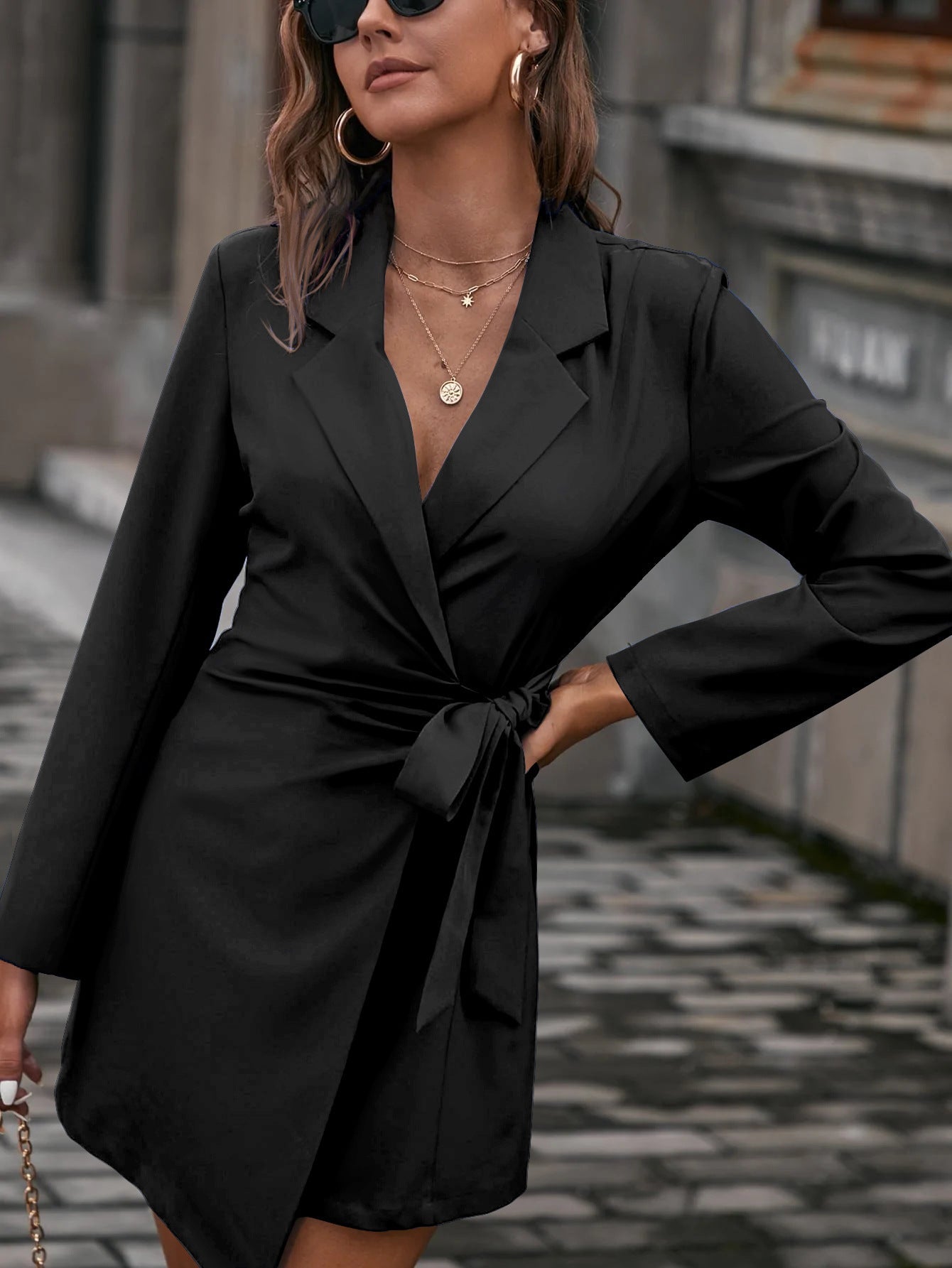 Ins Autumn And Winter New Lace - Up Waist Top Loose Candy Color Mid - Length Suit Jacket - 𝐃𝐔𝐕𝐋𝐀𝐒𝐇𝐎𝐏