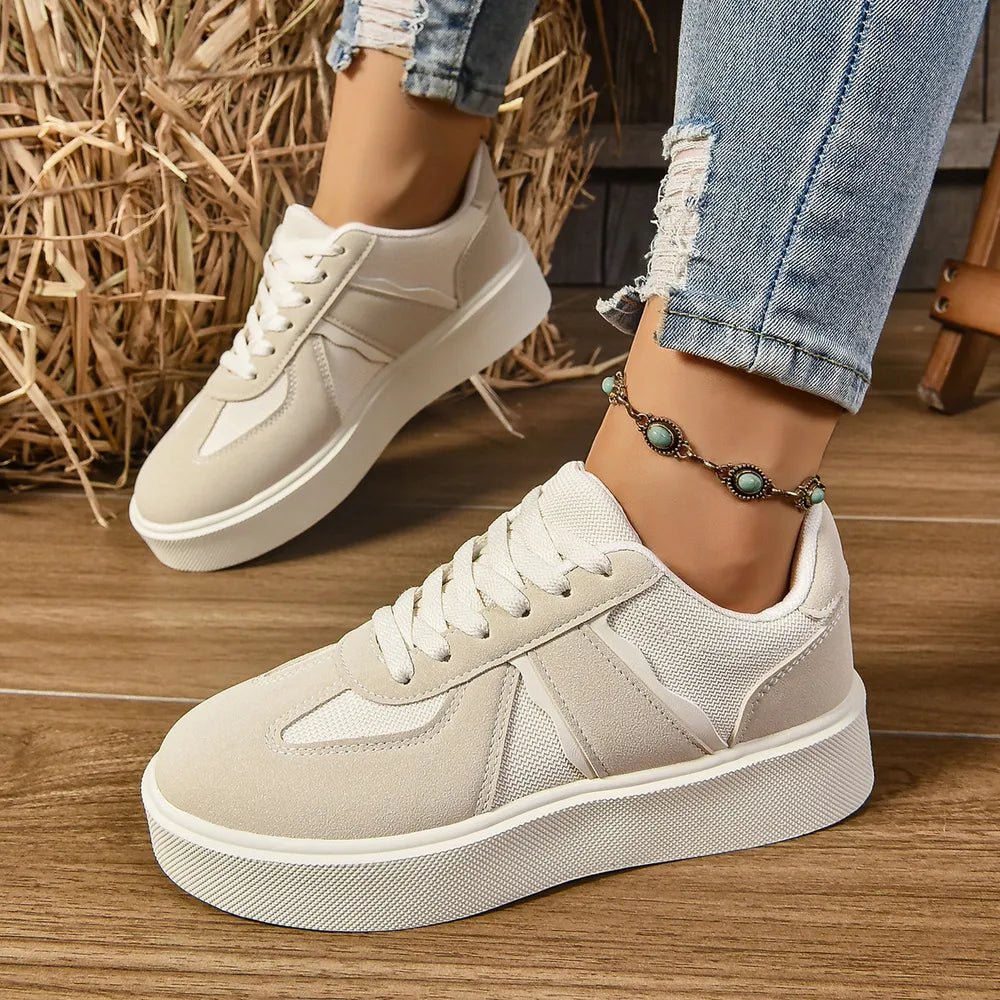 Lace Up Round Toe Contrast Sneakers - 𝐃𝐔𝐕𝐋𝐀𝐒𝐇𝐎𝐏