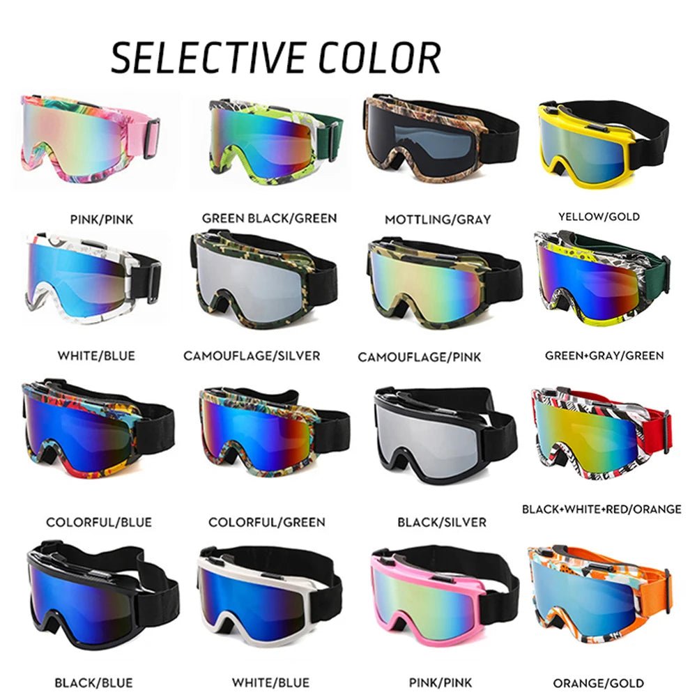 Large Frame Ski Goggles with Colorful Lens Anti - Collision Anti - Glare Lens Outdoor Sport Snow Snowboard for Snowboarding Skiing - 𝐃𝐔𝐕𝐋𝐀𝐒𝐇𝐎𝐏