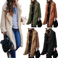 Long sleeved lapel women's plush top long coat lamb velvet double - sided velvet - 𝐃𝐔𝐕𝐋𝐀𝐒𝐇𝐎𝐏
