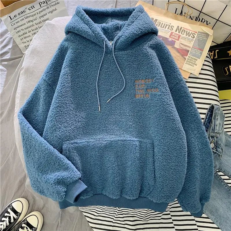 Loose Pocket Hoodies Womens Fleece Flannel Pullover Female Sweatshirt - 𝐝𝐮𝐯𝐥𝐚𝐬𝐡𝐨𝐩.𝐜𝐨𝐦