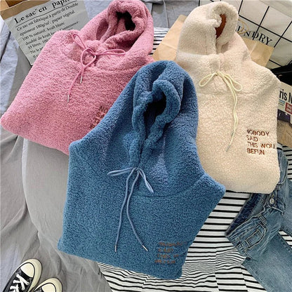 Loose Pocket Hoodies Womens Fleece Flannel Pullover Female Sweatshirt - 𝐝𝐮𝐯𝐥𝐚𝐬𝐡𝐨𝐩.𝐜𝐨𝐦