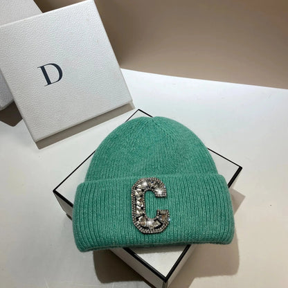 Luxury Rhinestone Letter C Knitted Hat Real Rabbit Fur Women Men Winter Warm Beanie Ear Protection Sking Skullies Beanies Cap - 𝐝𝐮𝐯𝐥𝐚𝐬𝐡𝐨𝐩.𝐜𝐨𝐦