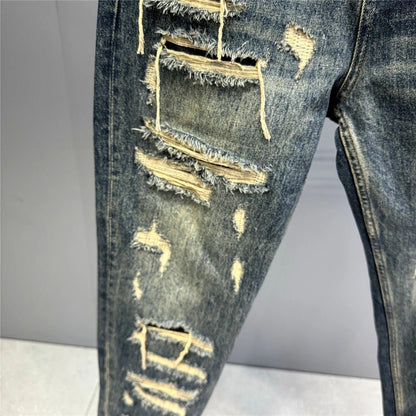 Mens Ripped Baggy Jeans Distressed Denim Streetwear Skateboard Pants Straight Leg Patchwork Oversized Urban Fashion Workwear - 𝐝𝐮𝐯𝐥𝐚𝐬𝐡𝐨𝐩.𝐜𝐨𝐦