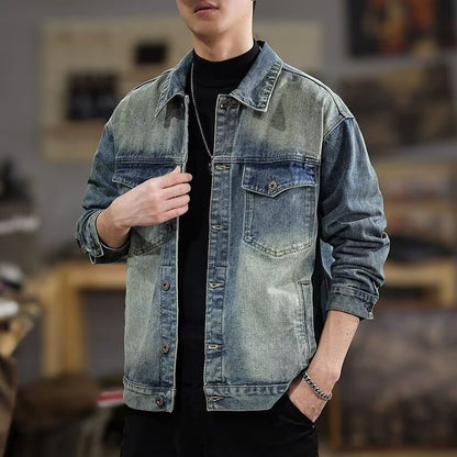 Men's washed vintage denim jacket for men - 𝐃𝐔𝐕𝐋𝐀𝐒𝐇𝐎𝐏