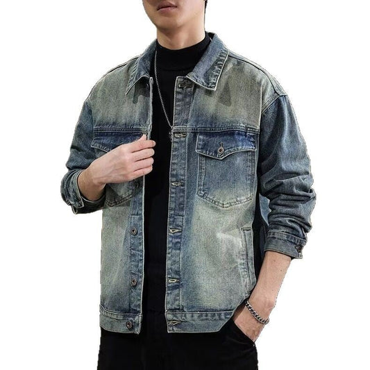 Men's washed vintage denim jacket for men - 𝐃𝐔𝐕𝐋𝐀𝐒𝐇𝐎𝐏