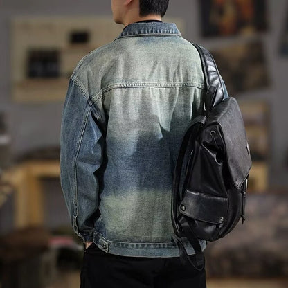 Men's washed vintage denim jacket for men - 𝐃𝐔𝐕𝐋𝐀𝐒𝐇𝐎𝐏