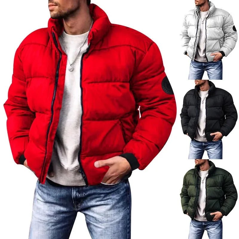 Men's Winter Cotton Jacket with Stand Up Collar and Casual JacketsThick Zipper Coat Parkas - 𝐃𝐔𝐕𝐋𝐀𝐒𝐇𝐎𝐏