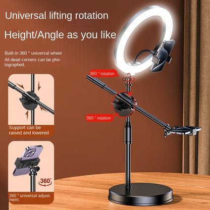 Mobile Phone Overhead Shooting Stand for Food Photography, Drawing, and Live Streaming - Adjustable Dual - Camera Position Desktop Phone Holder with Fill Light - 𝐝𝐮𝐯𝐥𝐚𝐬𝐡𝐨𝐩.𝐜𝐨𝐦
