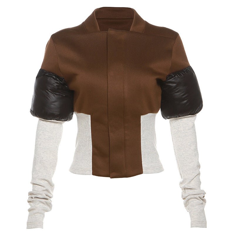 New Autumn Women's Personalized Street Trendy Non standard Splicing Hidden Button Casual Top - 𝐃𝐔𝐕𝐋𝐀𝐒𝐇𝐎𝐏