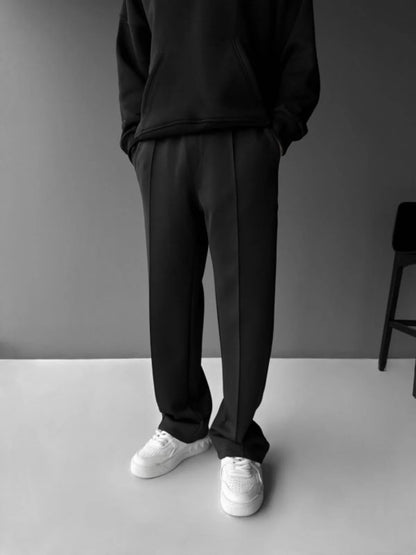 New men's casual pants, stylish and comfortable elastic waist drawstring single - line pleated solid color pocket mops pants - 𝐃𝐔𝐕𝐋𝐀𝐒𝐇𝐎𝐏