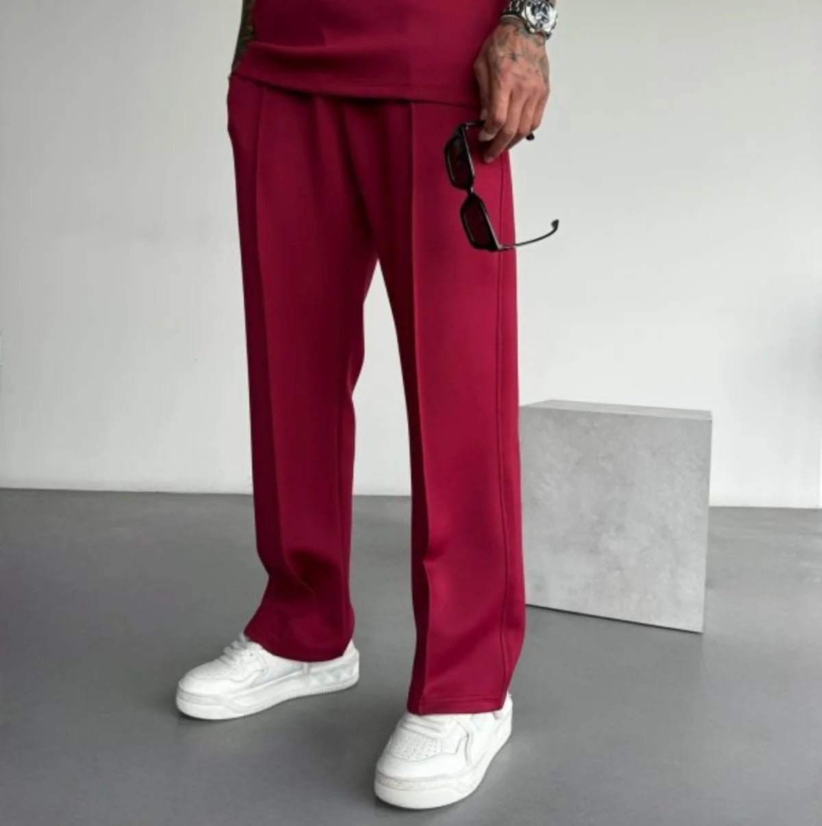 New men's casual pants, stylish and comfortable elastic waist drawstring single - line pleated solid color pocket mops pants - 𝐃𝐔𝐕𝐋𝐀𝐒𝐇𝐎𝐏