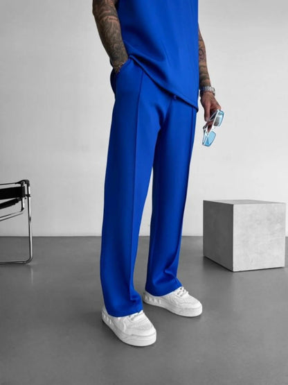 New men's casual pants, stylish and comfortable elastic waist drawstring single - line pleated solid color pocket mops pants - 𝐃𝐔𝐕𝐋𝐀𝐒𝐇𝐎𝐏