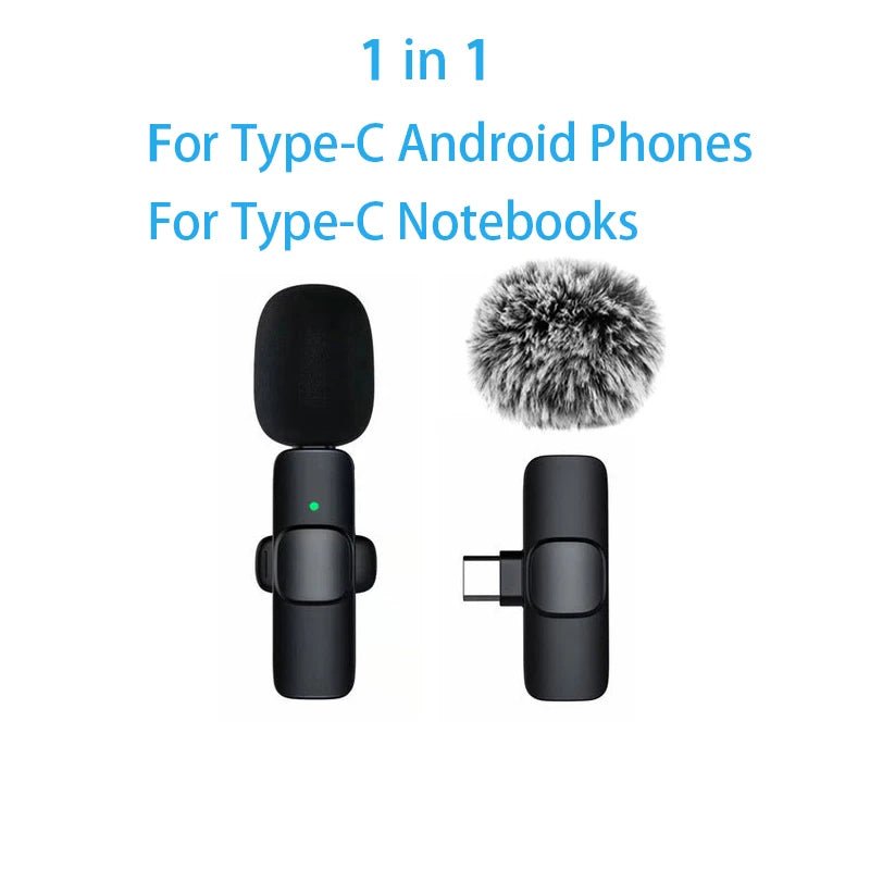 New Wireless Lavalier Microphone Portable Audio Video Recording Mini Microphone for iPhone Android PC Camera Live Gaming Phone - 𝐝𝐮𝐯𝐥𝐚𝐬𝐡𝐨𝐩.𝐜𝐨𝐦