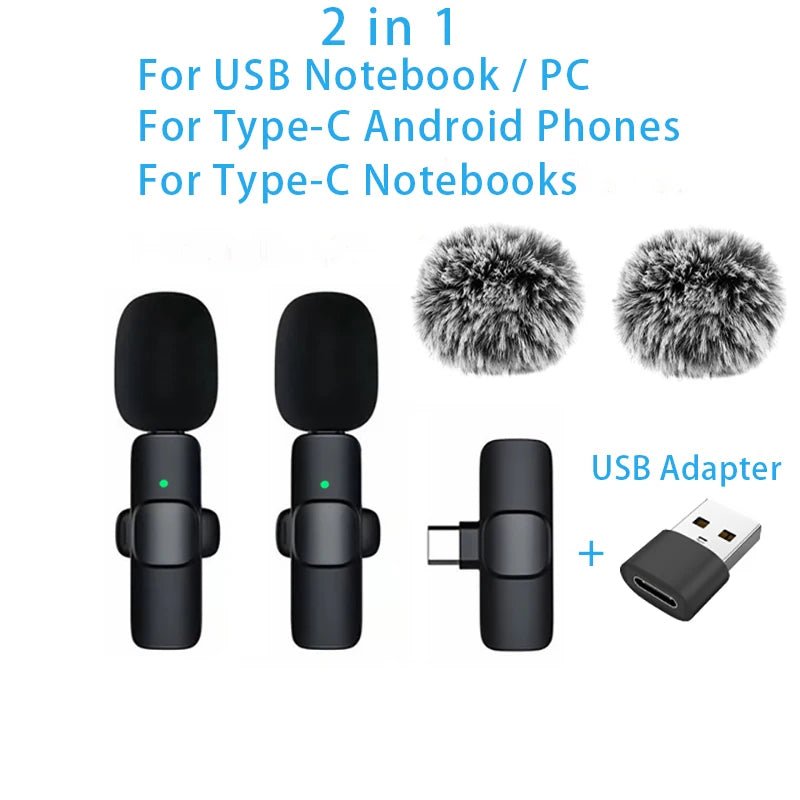 New Wireless Lavalier Microphone Portable Audio Video Recording Mini Microphone for iPhone Android PC Camera Live Gaming Phone - 𝐝𝐮𝐯𝐥𝐚𝐬𝐡𝐨𝐩.𝐜𝐨𝐦