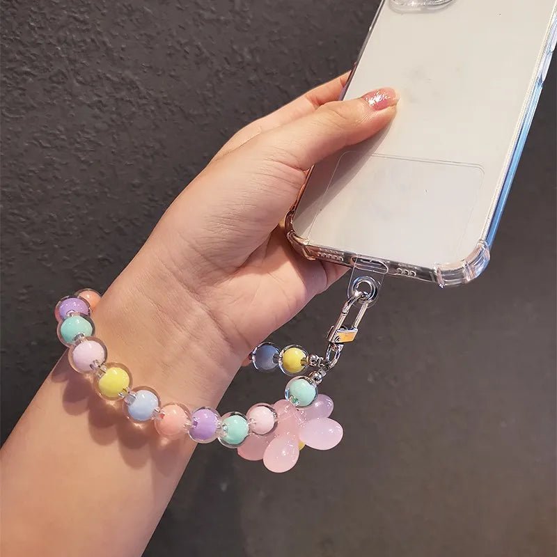 Phone Anti - lost Lanyard Key Short Wrist Pendant Colorful Macaron Round Bead Pendant Women's Hand - held Chain Mobile Phone Lanyard - 𝐝𝐮𝐯𝐥𝐚𝐬𝐡𝐨𝐩.𝐜𝐨𝐦