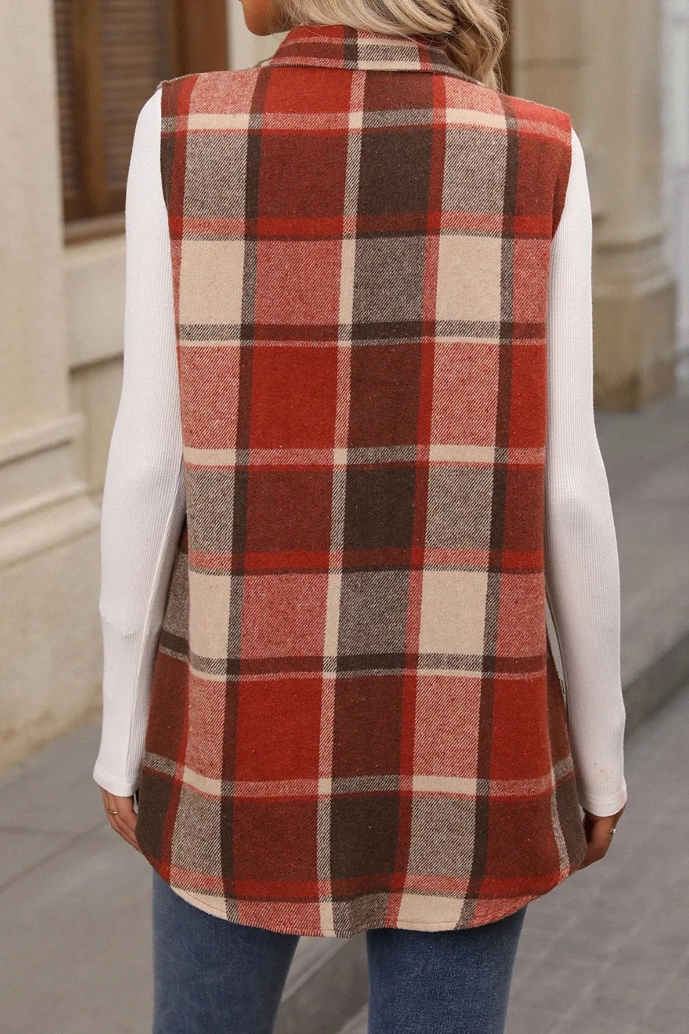 Plaid Button Up Vest Coat - 𝐃𝐔𝐕𝐋𝐀𝐒𝐇𝐎𝐏