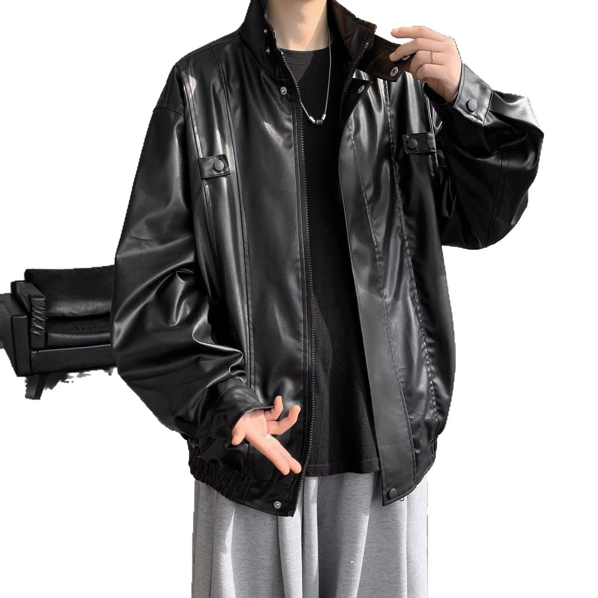 Retro cool PU leather jacket for men - 𝐝𝐮𝐯𝐥𝐚𝐬𝐡𝐨𝐩.𝐜𝐨𝐦