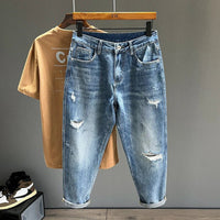 Ripped Jeans Men New Personality Fashion Vintage Blue Streetwear Baggy Denim Pants Casual Tapered Hole Frayed Trousers Male - 𝐝𝐮𝐯𝐥𝐚𝐬𝐡𝐨𝐩.𝐜𝐨𝐦