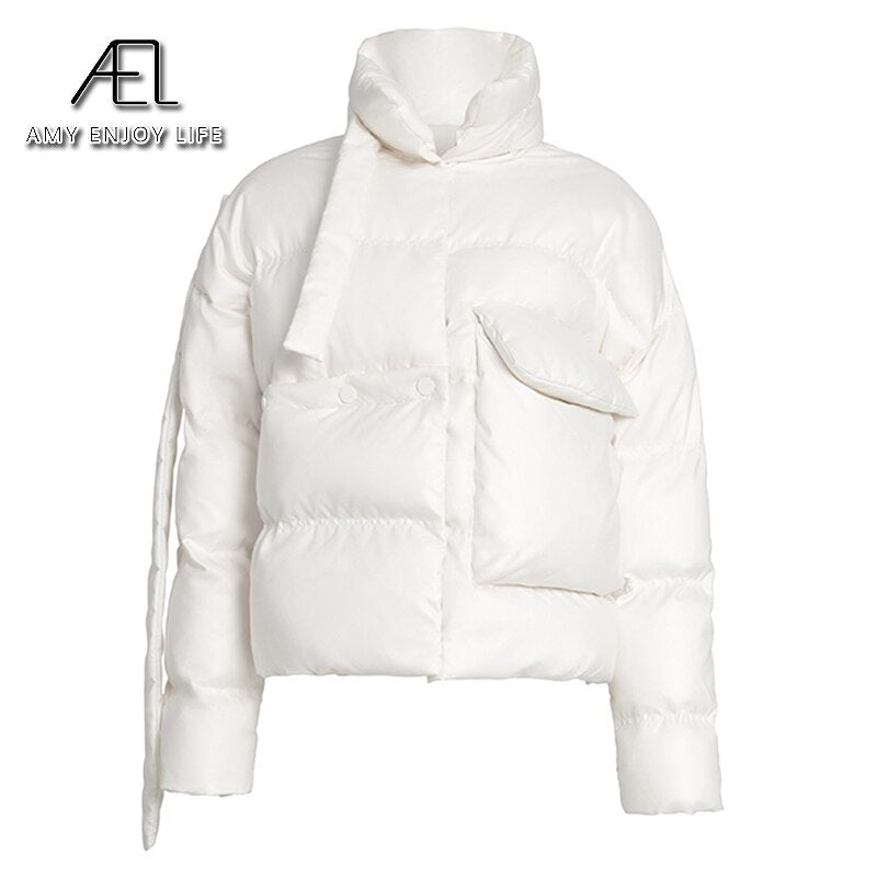 Short White Duck Down Jacket New Women's Asymmetric Short Coat - 𝐃𝐔𝐕𝐋𝐀𝐒𝐇𝐎𝐏