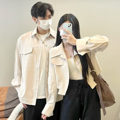 Simple Solid Color Spring and Autumn Cardigan Jacket Trench Coat for Couples Commute Outerwear - 𝐃𝐔𝐕𝐋𝐀𝐒𝐇𝐎𝐏