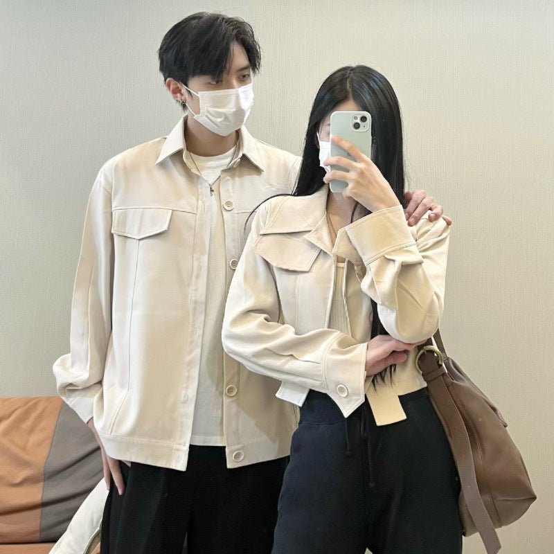 Simple Solid Color Spring and Autumn Cardigan Jacket Trench Coat for Couples Commute Outerwear - 𝐃𝐔𝐕𝐋𝐀𝐒𝐇𝐎𝐏