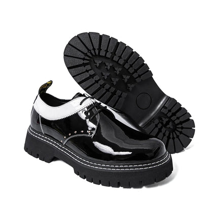 Size 38 - 46 Thick Sole Pointed Toe Formal Lace up Durable Fashion Patent Leather Dress Shoes for Men - 𝐃𝐔𝐕𝐋𝐀𝐒𝐇𝐎𝐏