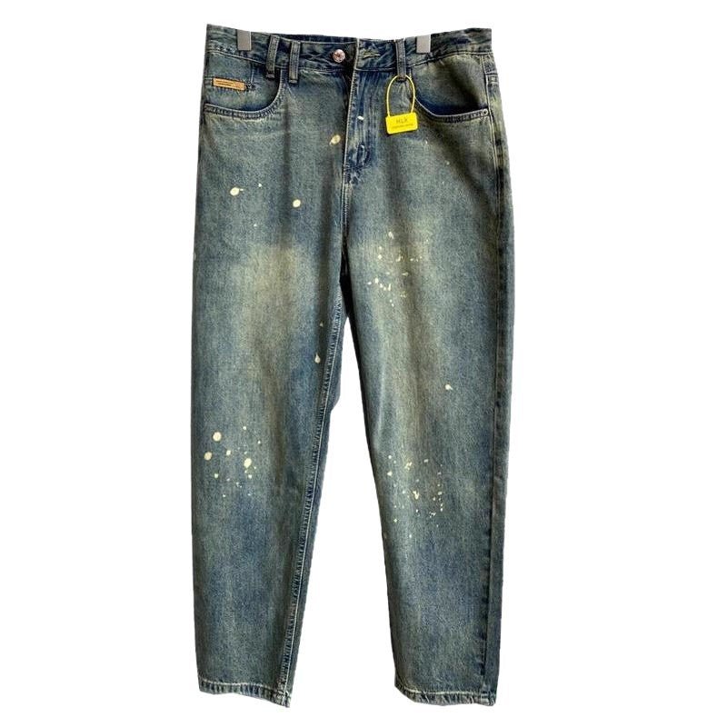 Style Winter Casual Streetwear Washed Vintage Splatter Denim Pants Men Straight Loose Oversize Versatile Tapered Jeans - 𝐝𝐮𝐯𝐥𝐚𝐬𝐡𝐨𝐩.𝐜𝐨𝐦