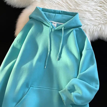 Thickened Fleece Hooded Sweatshirt Men's Solid Color Winter Jacket Korean Style Casual Wear Polyester Fabric Long Sleeve - 𝐃𝐔𝐕𝐋𝐀𝐒𝐇𝐎𝐏