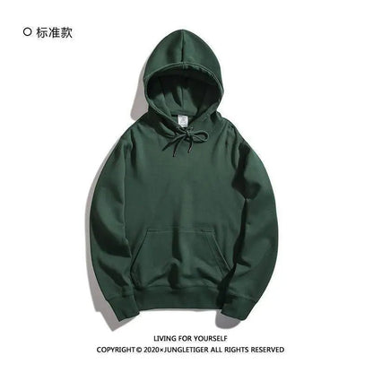 Thickened Fleece Hooded Sweatshirt Men's Solid Color Winter Jacket Korean Style Casual Wear Polyester Fabric Long Sleeve - 𝐃𝐔𝐕𝐋𝐀𝐒𝐇𝐎𝐏