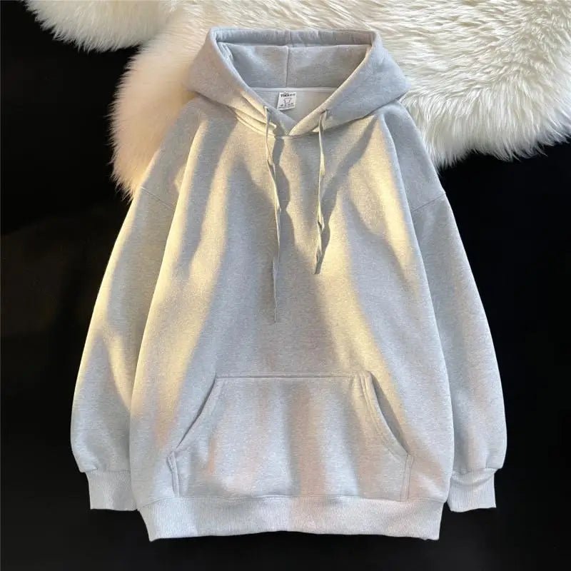 Thickened Fleece Hooded Sweatshirt Men's Solid Color Winter Jacket Korean Style Casual Wear Polyester Fabric Long Sleeve - 𝐃𝐔𝐕𝐋𝐀𝐒𝐇𝐎𝐏