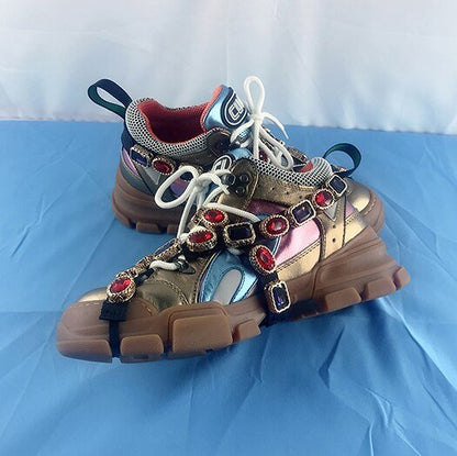 Trainers Rhinestone Sneakers Women Platform Thick Sole Muffin Flats Diamond Elevator Creepers Shoes High Quality Mesh Crystal - 𝐝𝐮𝐯𝐥𝐚𝐬𝐡𝐨𝐩.𝐜𝐨𝐦