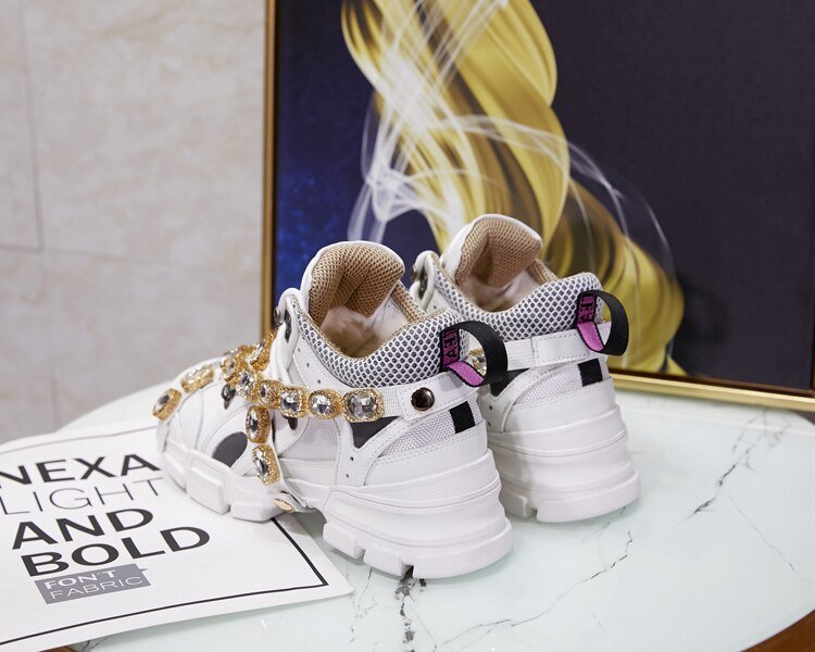 Trainers Rhinestone Sneakers Women Platform Thick Sole Muffin Flats Diamond Elevator Creepers Shoes High Quality Mesh Crystal - 𝐝𝐮𝐯𝐥𝐚𝐬𝐡𝐨𝐩.𝐜𝐨𝐦