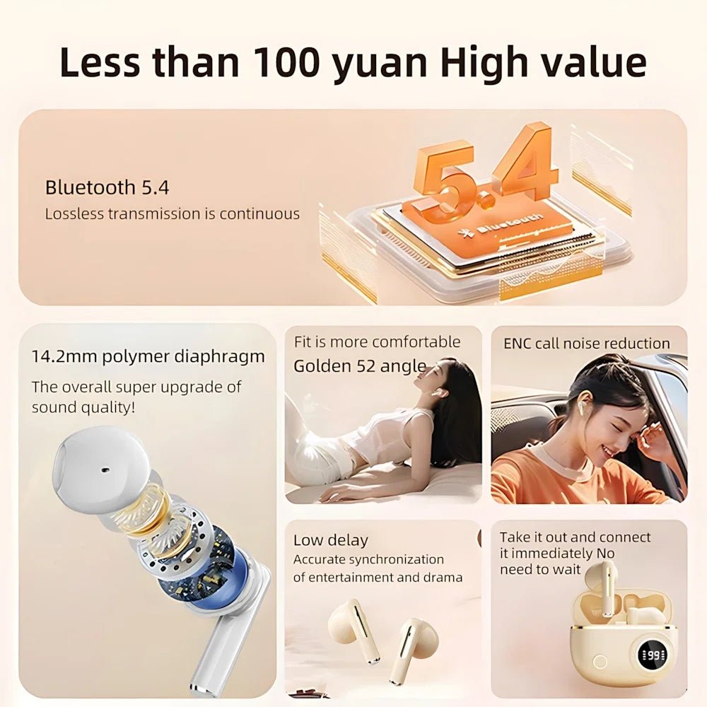 TWS Wireless Bluetooth Headset LED Dislpaly Binaural Waterproof Noise Reduction Earphone Sports Stereo Noise Canceling Headphone - 𝐃𝐔𝐕𝐋𝐀𝐒𝐇𝐎𝐏