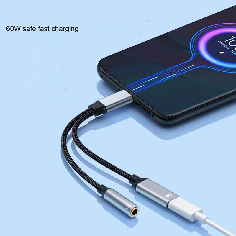 Typec headphone adapter 2 - in - 1 wired audio charging converter with round hole Typec one/two adapter - 𝐃𝐔𝐕𝐋𝐀𝐒𝐇𝐎𝐏