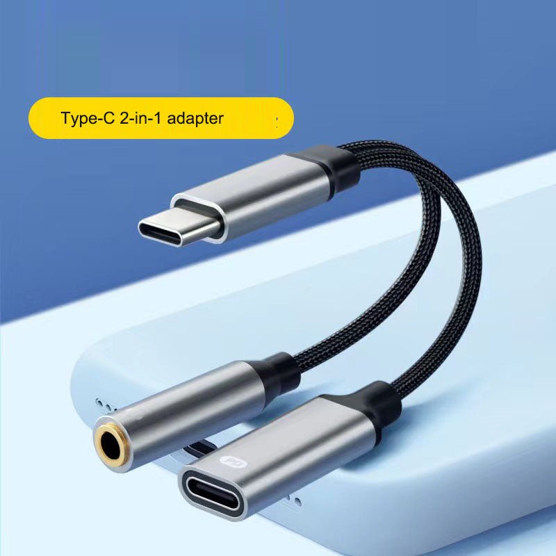 Typec headphone adapter 2 - in - 1 wired audio charging converter with round hole Typec one/two adapter - 𝐃𝐔𝐕𝐋𝐀𝐒𝐇𝐎𝐏