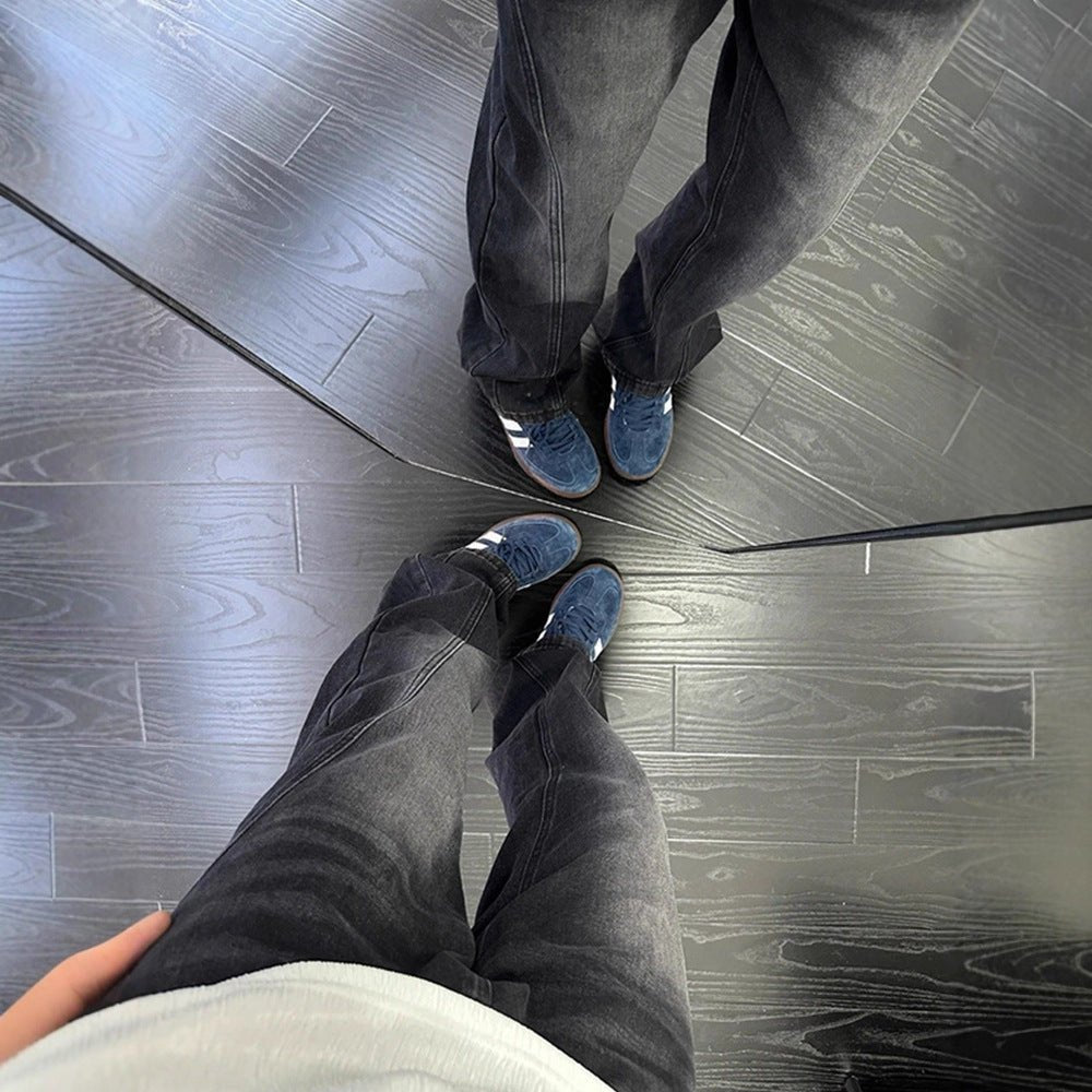 Vintage Blue Willow Knife - Style Jeans for Men,Slightly Flared Cargo Pants, Half Elastic Waist, Slim - Fit Straight Leg Pants - 𝐃𝐔𝐕𝐋𝐀𝐒𝐇𝐎𝐏