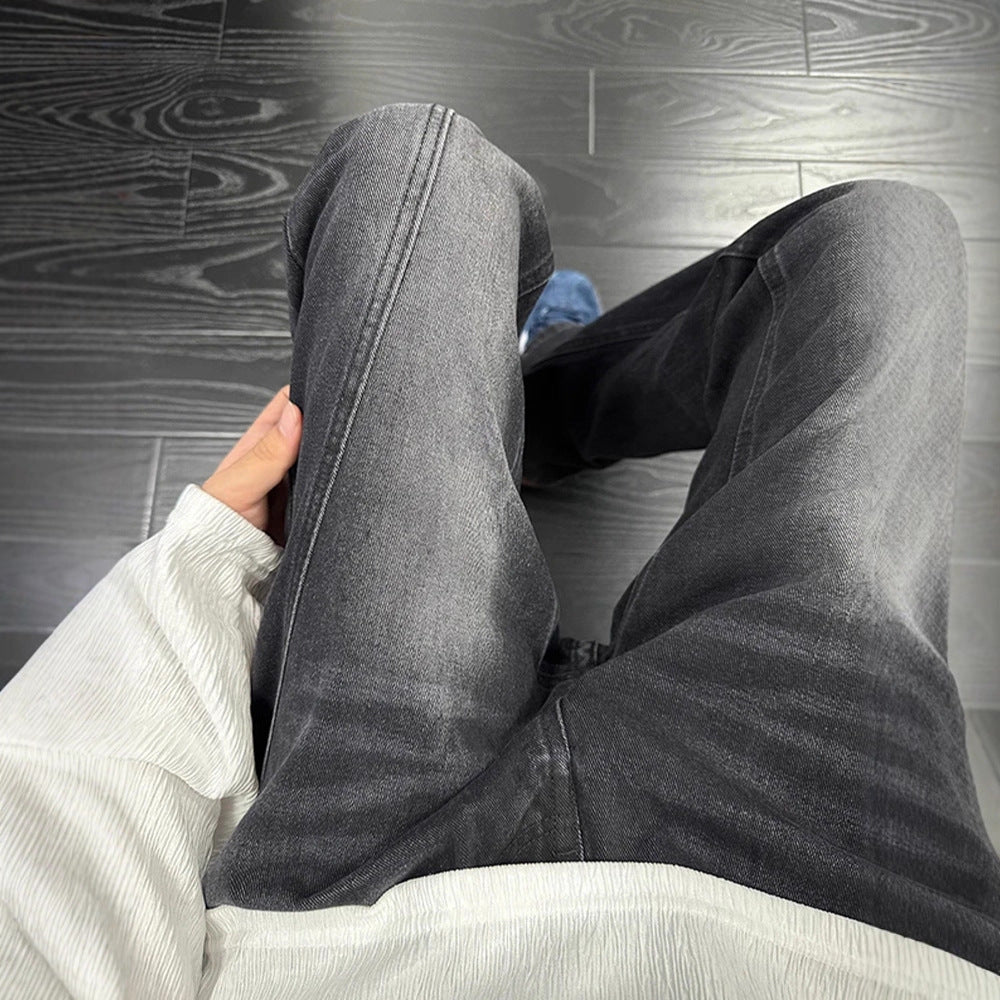 Vintage Blue Willow Knife - Style Jeans for Men,Slightly Flared Cargo Pants, Half Elastic Waist, Slim - Fit Straight Leg Pants - 𝐃𝐔𝐕𝐋𝐀𝐒𝐇𝐎𝐏