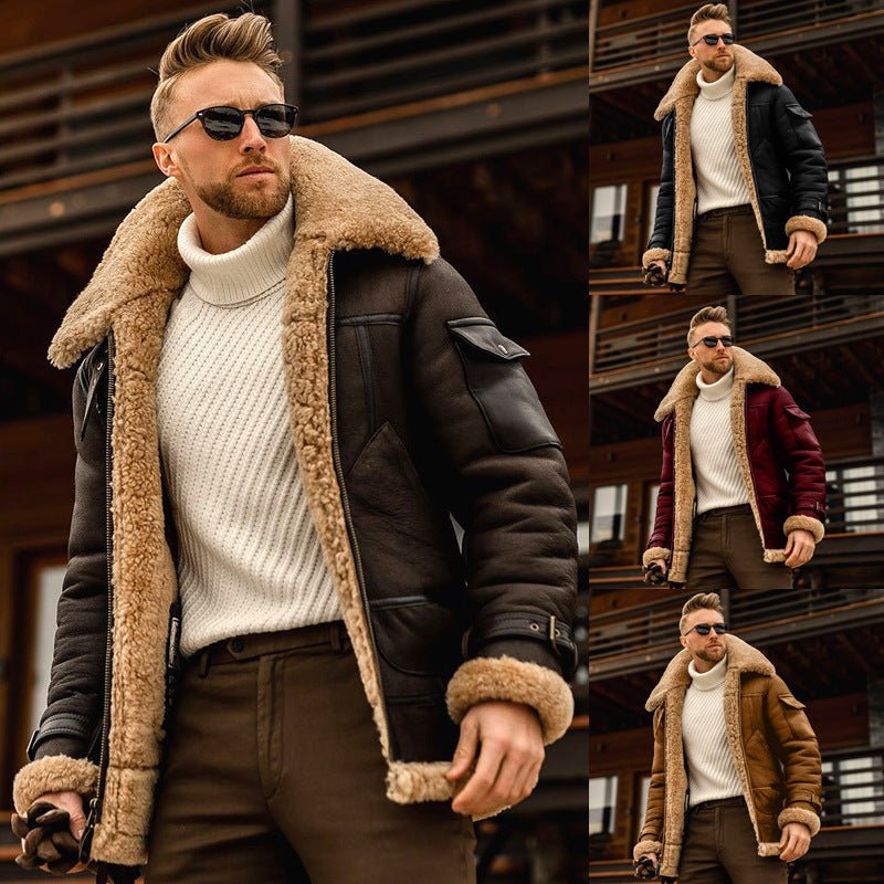 Warm winter men's fur one - piece jacket, thickened faux fur fur jacket - 𝐝𝐮𝐯𝐥𝐚𝐬𝐡𝐨𝐩.𝐜𝐨𝐦