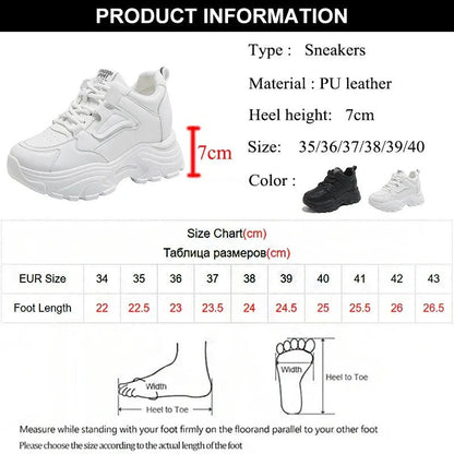 White Platform Women's Sneakers 2024 Spring Lace - Up Thick Bottom Vulcanize Shoes Woman Pu Leather Breathable Sports Shoes Ladies - 𝐃𝐔𝐕𝐋𝐀𝐒𝐇𝐎𝐏