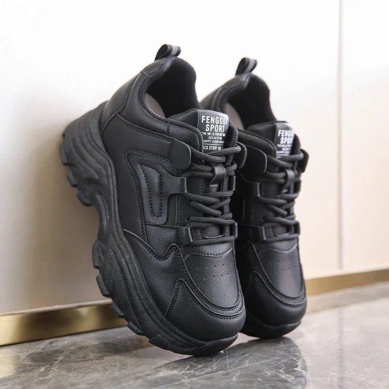 White Platform Women's Sneakers 2024 Spring Lace - Up Thick Bottom Vulcanize Shoes Woman Pu Leather Breathable Sports Shoes Ladies - 𝐃𝐔𝐕𝐋𝐀𝐒𝐇𝐎𝐏