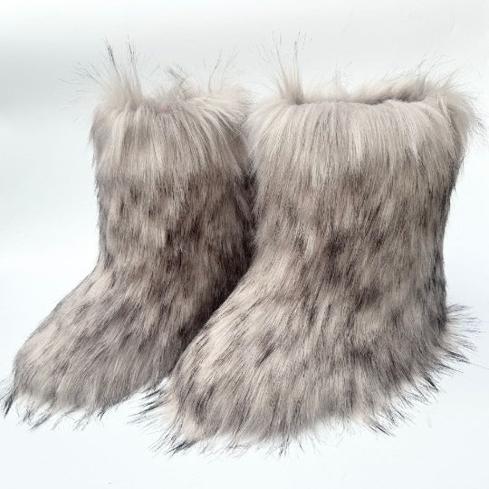 Winter Fuzzy Boots Women Shoes Fluffy Fur Snow Boots Plush lining Slip - on Rubber Flat Outdoor Bowtie Warm Ladies Footwear - 𝐝𝐮𝐯𝐥𝐚𝐬𝐡𝐨𝐩.𝐜𝐨𝐦